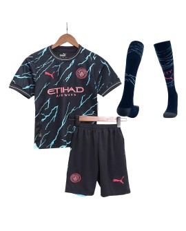 Youth Manchester City Jersey Whole Kit 2023/24 Third