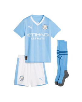 Youth Manchester City Jersey Whole Kit 202324 Home