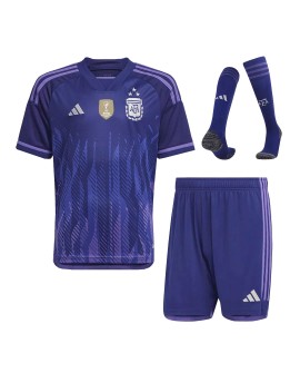 Youth Argentina Jersey Whole Kit 2022 Away World Cup -THREE STARS