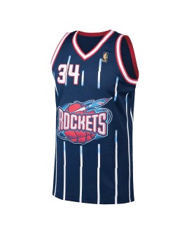 Men's Houston Rockets Hakeem Olajuwon #34 Mitchell & Ness Navy Swingman NBA Jersey