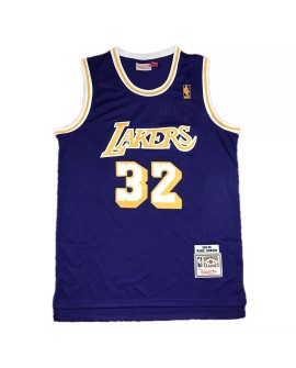 Men's Los Angeles Lakers Magic Johnson #32 Mitchell&Ness Purple 84-85 Hardwood Classics Jersey