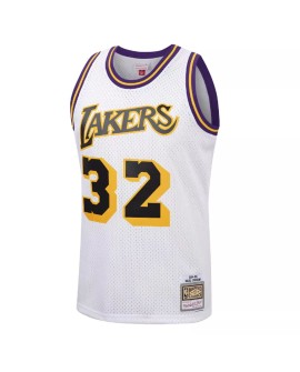 Men's Los Angeles Lakers Magic Johnson #32 Mitchell&Ness White 84-85 Hardwood Classics Jersey