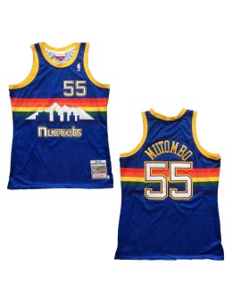 Men's Denver Nuggets Mutombo #55 Mitchell & Ness Blue 1991/92 Swingman NBA Jersey