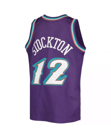 Men's Utah Jazz John Stockton #12 Mitchell & Ness Purple 91-92 Hardwood Classics Throwback Jersey