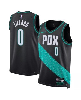 Men's Portland Trail Blazers Damian Lillard #0 Nike Black 22/23 Swingman Jersey - City Edition