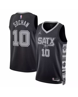 Men's San Antonio Spurs Jeremy Sochan #10 Jordan Brand Black 2022/23 Swingman Jersey - Statement Edition