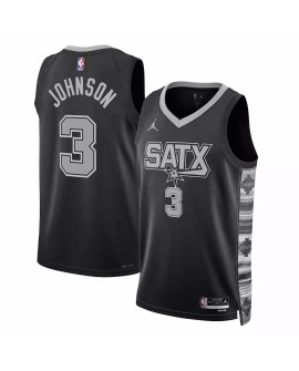 Men's San Antonio Spurs Keldon Johnson #3 Jordan Brand Black 2022/23 Swingman Jersey - Statement Edition