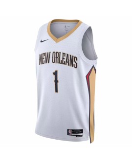 Men's New Orleans Pelicans Zion Williamson #1 White 22/23 Jersey - Association Edition