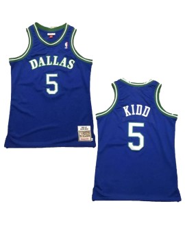Men's Dallas Mavericks Kidd #5 Mitchell & Ness Blue 1994/95 Swingman NBA Jersey