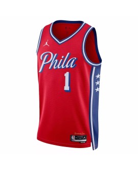 Men's Philadelphia 76ers James Harden #1 Jordan Brand Red 2022/23 Swingman Jersey - Statement Edition