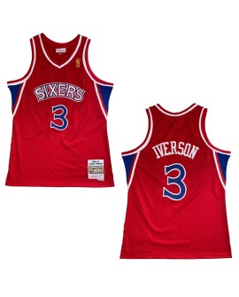 Men's Philadelphia 76ers Iverson #3 Mitchell & Ness Red Swingman NBA Jersey - Classic Edition