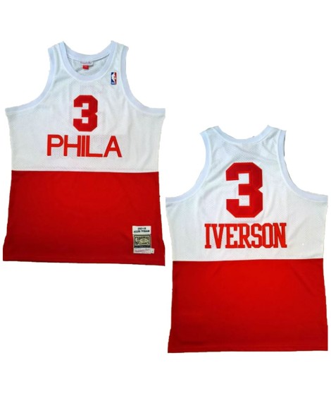 Men's Philadelphia 76ers Allen Iverson #3 Mitchell & Ness White Hardwood Classics Jersey