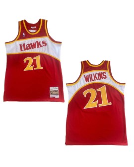 Men's Atlanta Hawks Wilkins #21 Mitchell & Ness Red 1986/87 Swingman NBA Jersey